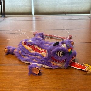 Purple Plush Chinese Lion Dance Puppet Marionette